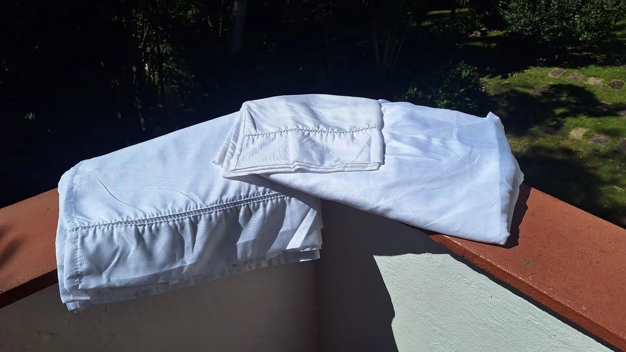 Jogo de lençol branco solteiro 