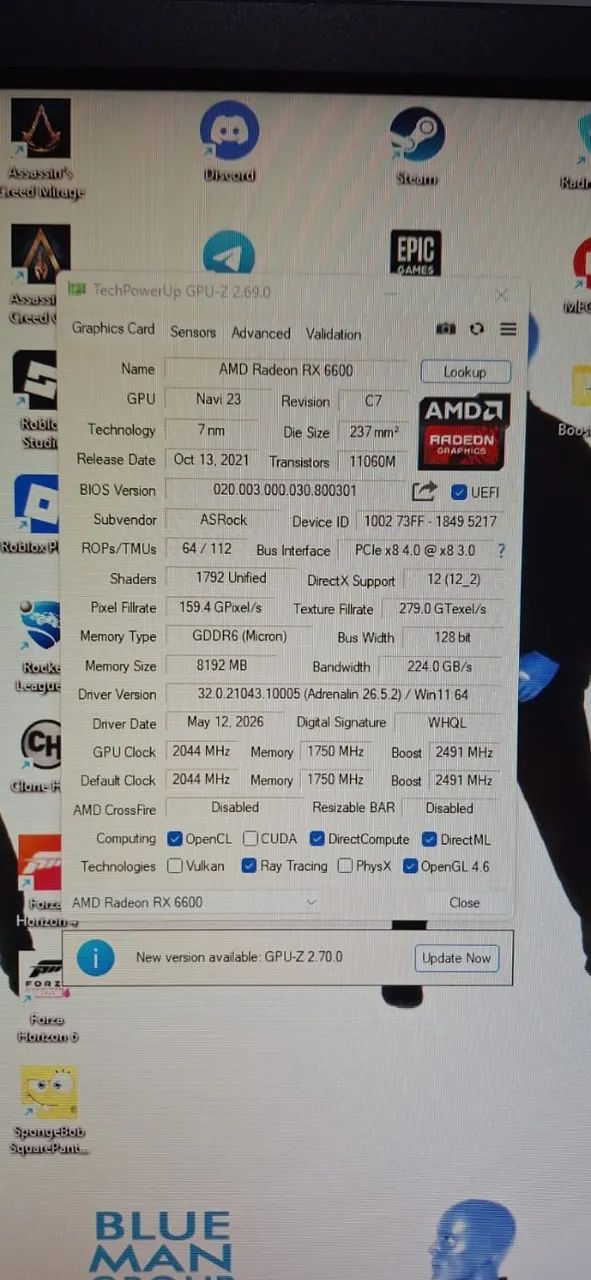 RX 6600 ASrock, ótimo estado - Foto 3