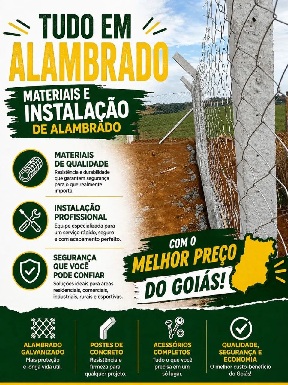 Tela Alambrado materiais e instalações 