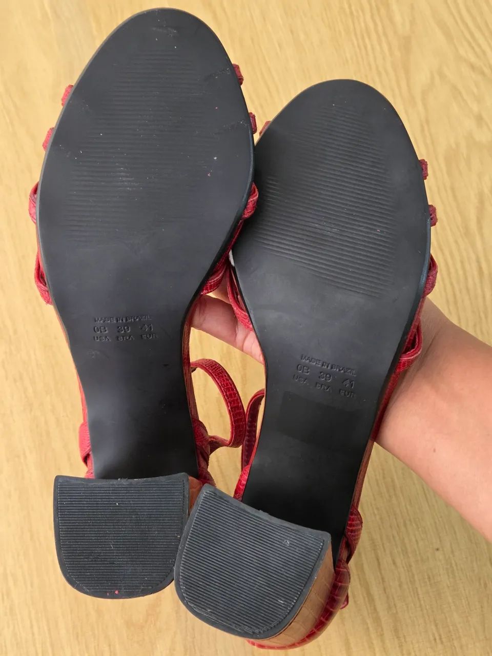 sandália corello salto bloco vermelho 39 - Foto 4
