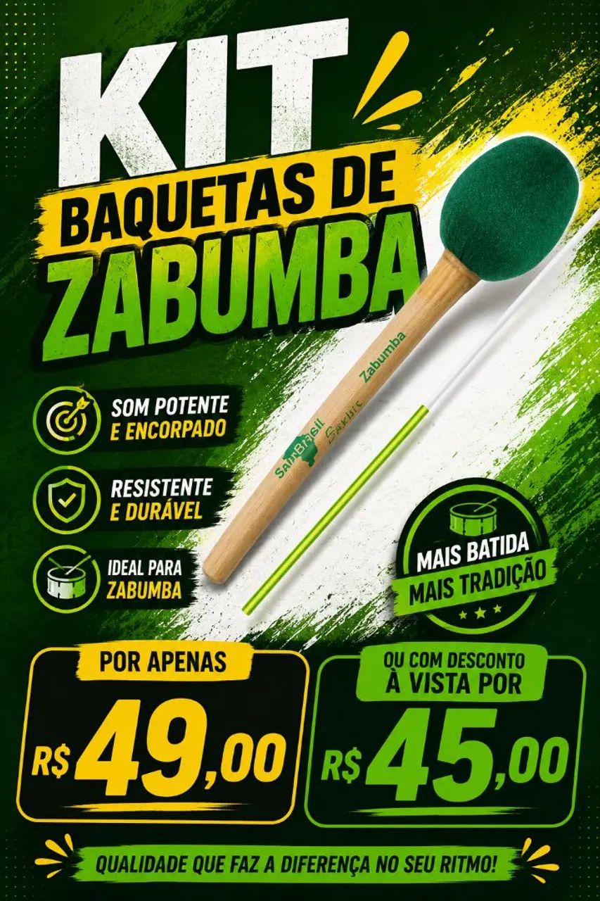 Kit baqueta de zabumba