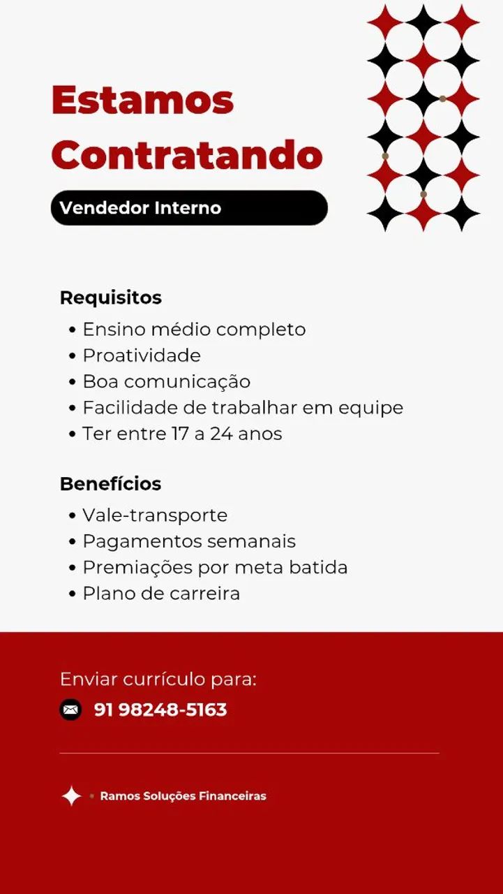 VAGA PARA VENDEDOR!