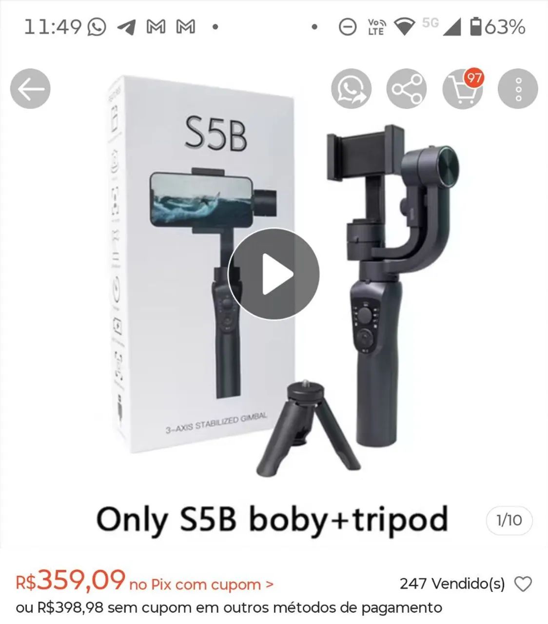 Estabilizador gimbal para celular - Foto 3