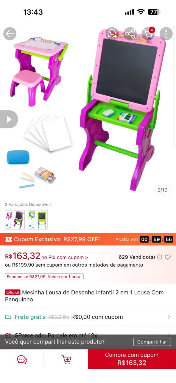 Mesinha lousa infantil  - Foto 2