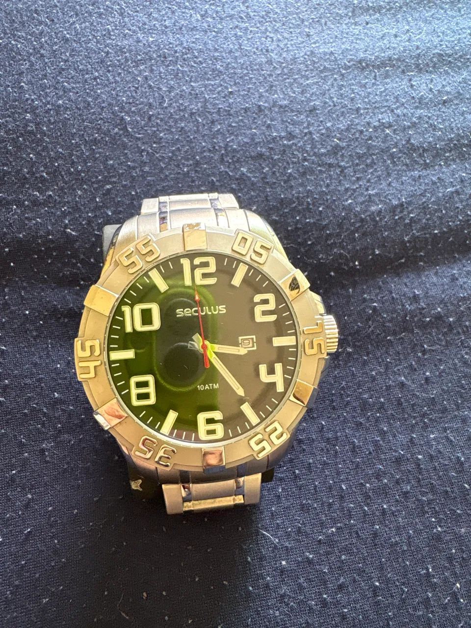 Relógio Seculus Masculino Robusto Aço Aro 3D Prata