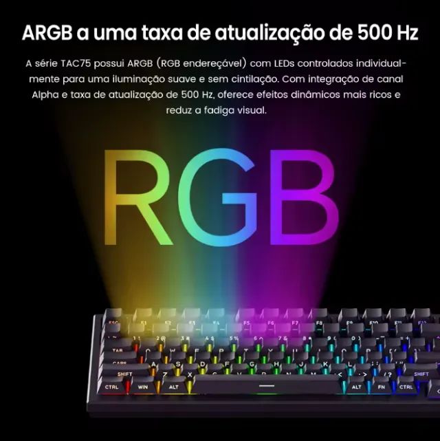 [NOVO] Teclado Magnético Akko TAC75 HE, 8000Hz, RT 0.005mm, RGB, Preto, 75%, Hot Swap, PC - Foto 5