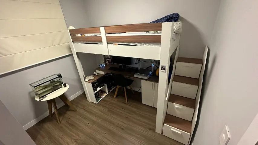 cama alta juvenil star plus office multifuncional