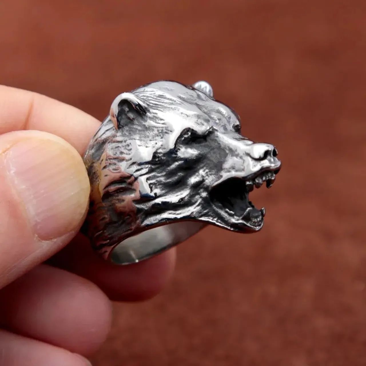 Anél Viking Urso Berserk de aço  - Foto 3