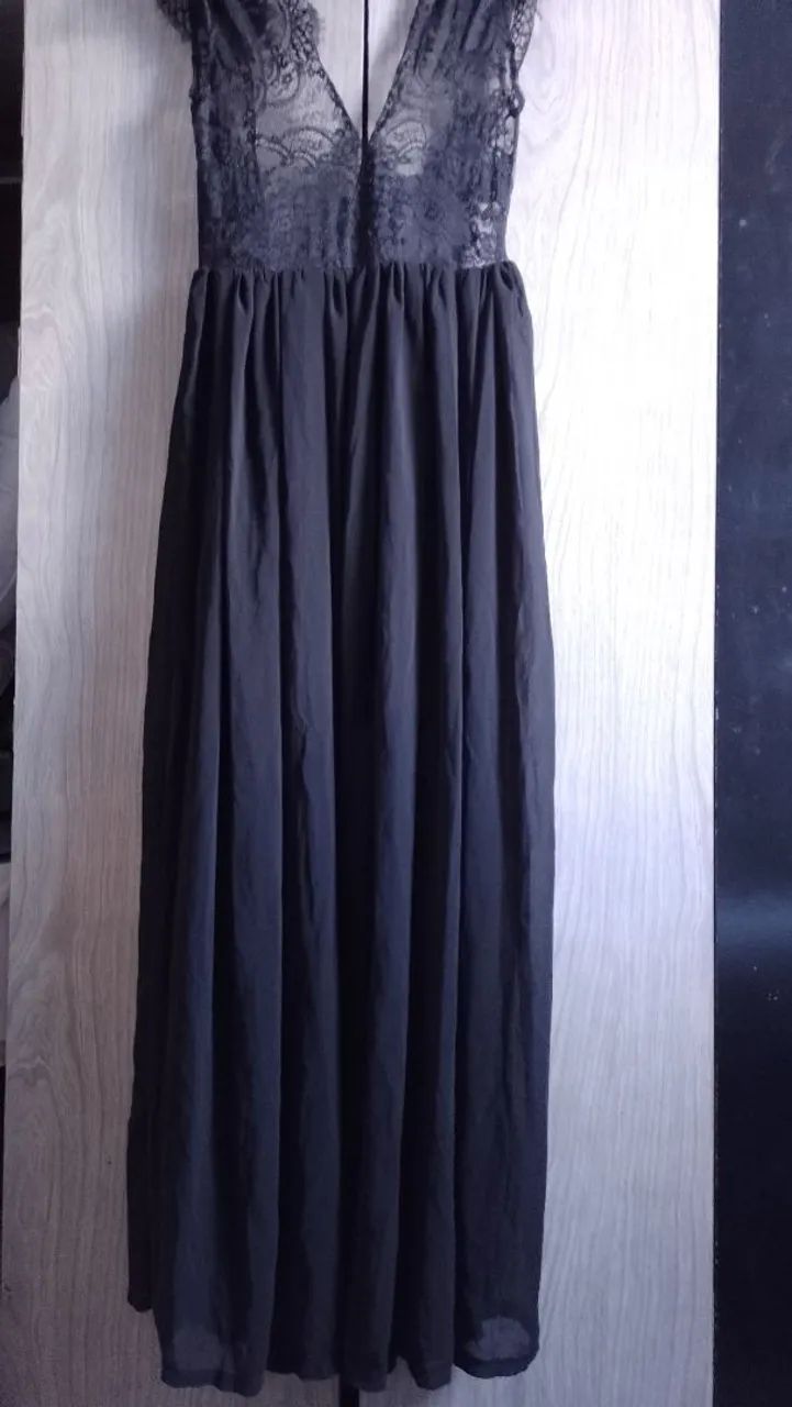 Vestido Longo com Renda 