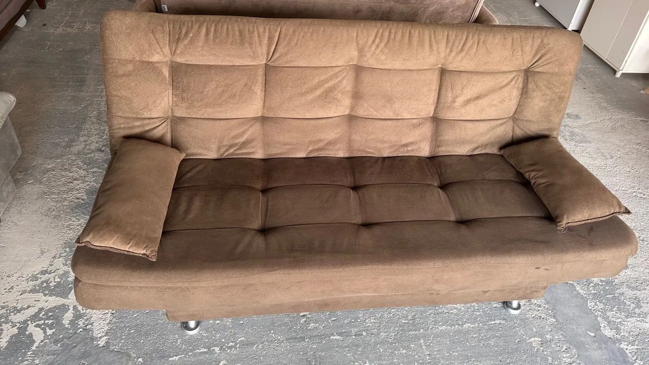Sofá cama 3 posições marrom 