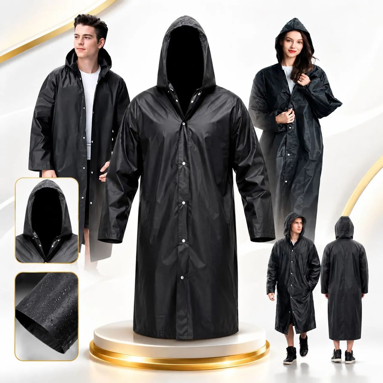 Capa de Chuva Longa com Capuz