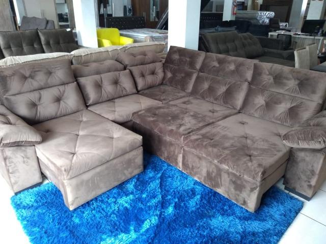 Torra Torra Loja das fabricas " sofa de canto com pillow 6 metros retratil e reclinavel