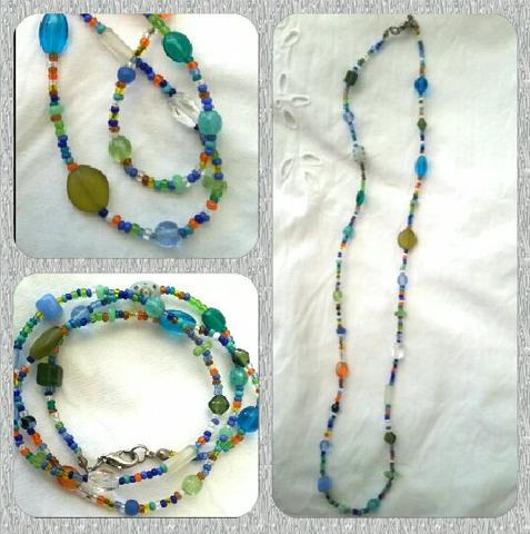 Pulseira/colar de pedrinhas coloridas - Foto 3