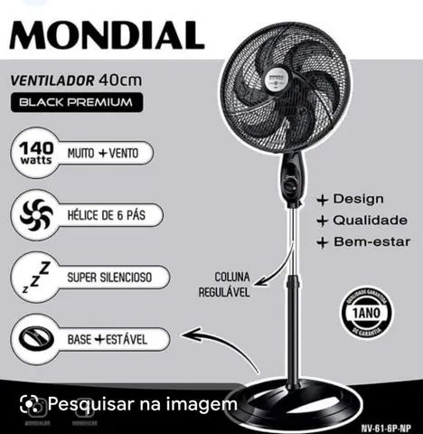 VENTILADOR COLUNA(PÉ) 40CM MONDIAL  - Foto 3