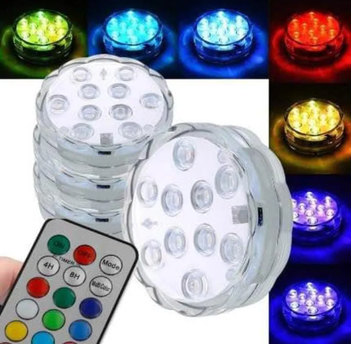 Luzes de LED Subaquáticas - 10 Luzes + Controle Remoto