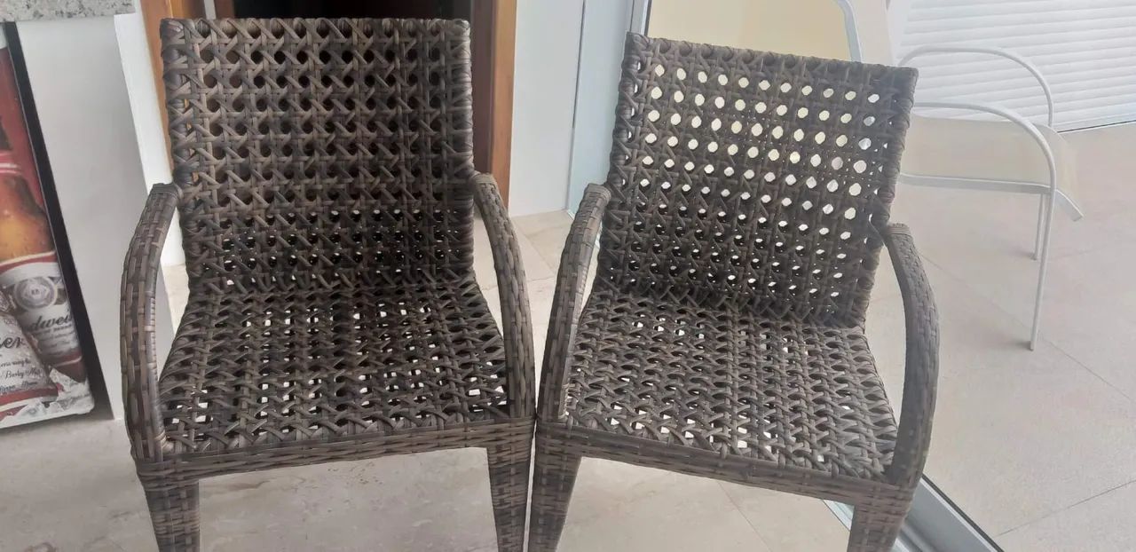 Par de Cadeiras de Jantar em Alumínio e Fibre - Rústico e Confortável - Foto 2