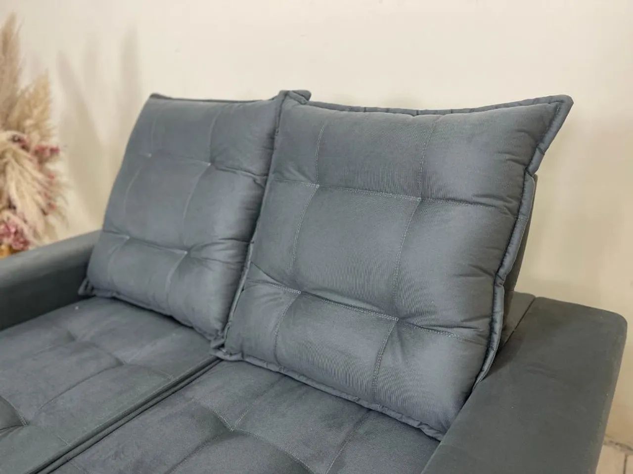 Sofá Retrátil Reclinável Rony 1.60m - Cinza Veludinho l765 - Foto 3