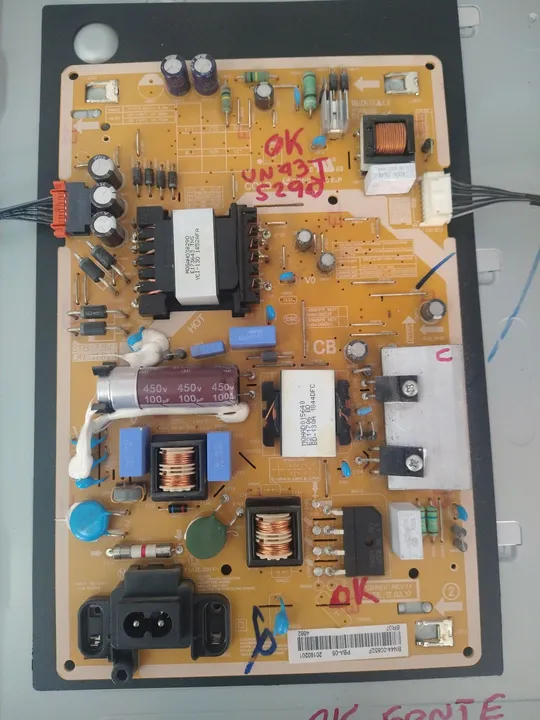 Placa da fonte tv Samsung un43j5290ag funcionando