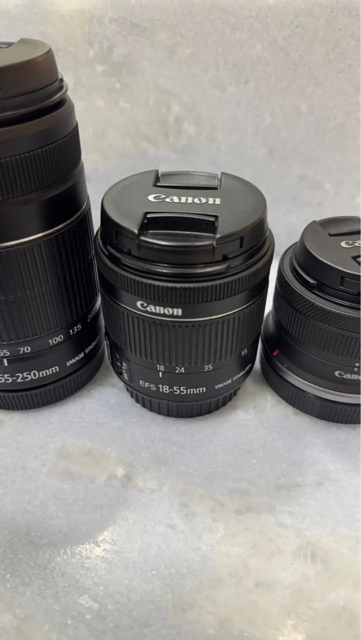 Lentes Canon EF-S 18-55mm e 55-250mm + RF 18-45mm