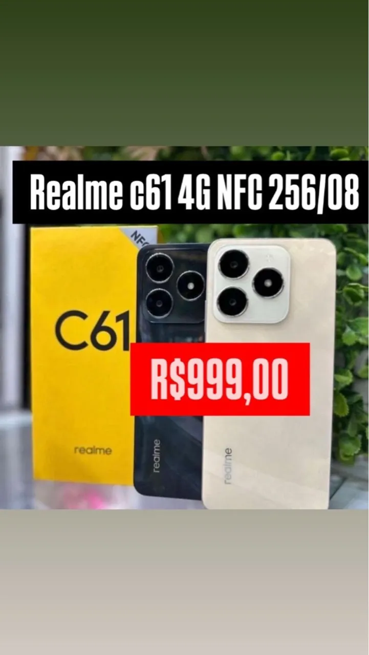 Realme C61 4G NFC 08GB RAM 256GB lacrado Global Entrega Grátis + Oferta Final De Semana 