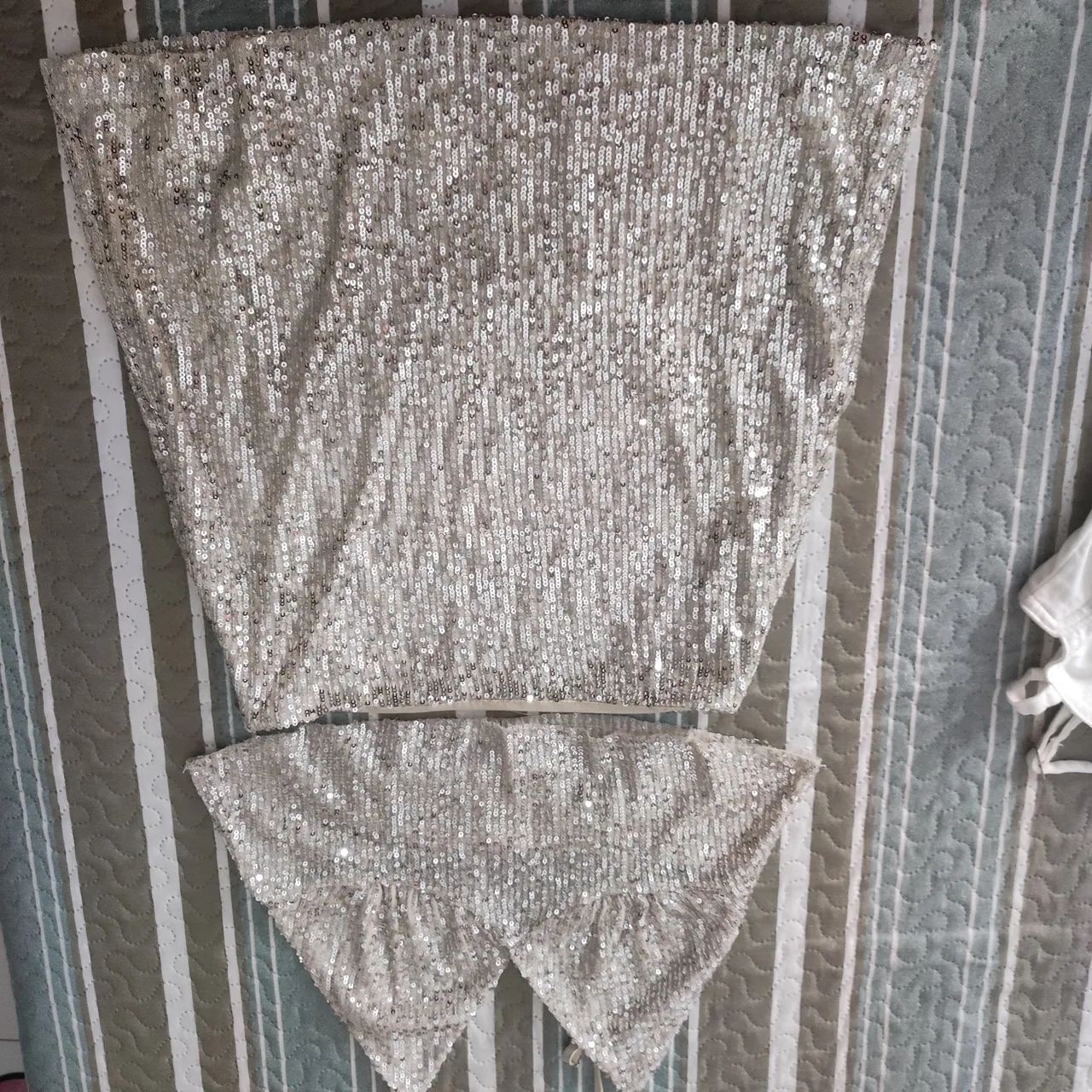 Conjunto de Top e Saia - Sequined - Prata - Foto 2