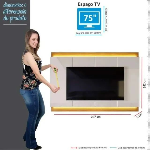 "Beleza e Funcionalidade: Painel Marrocos com Iluminação LED para TV até 70 Polegadas" - Foto 4