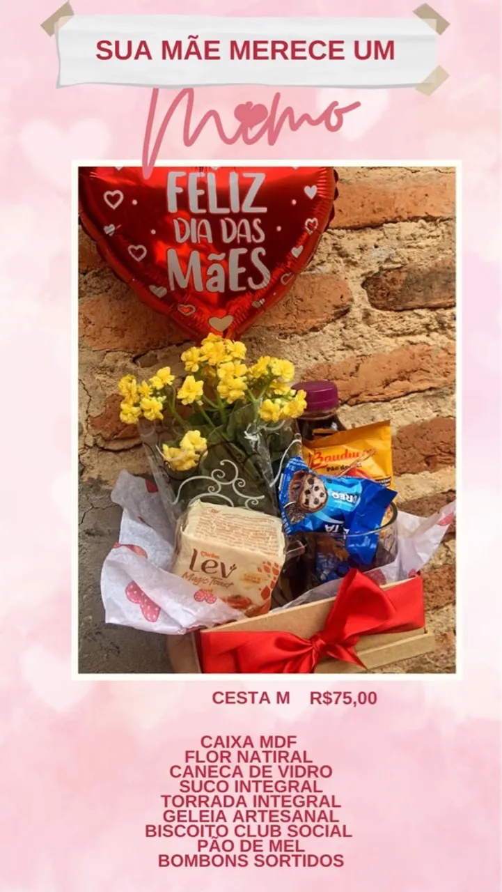 Cesta de café da manhã para o Dia das Mães