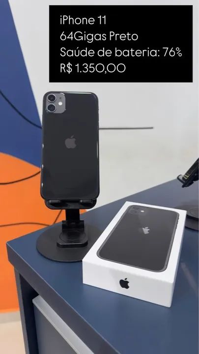 iPhone 11 64GB Preto - Saúde da bateria 76%  Semi Novo 