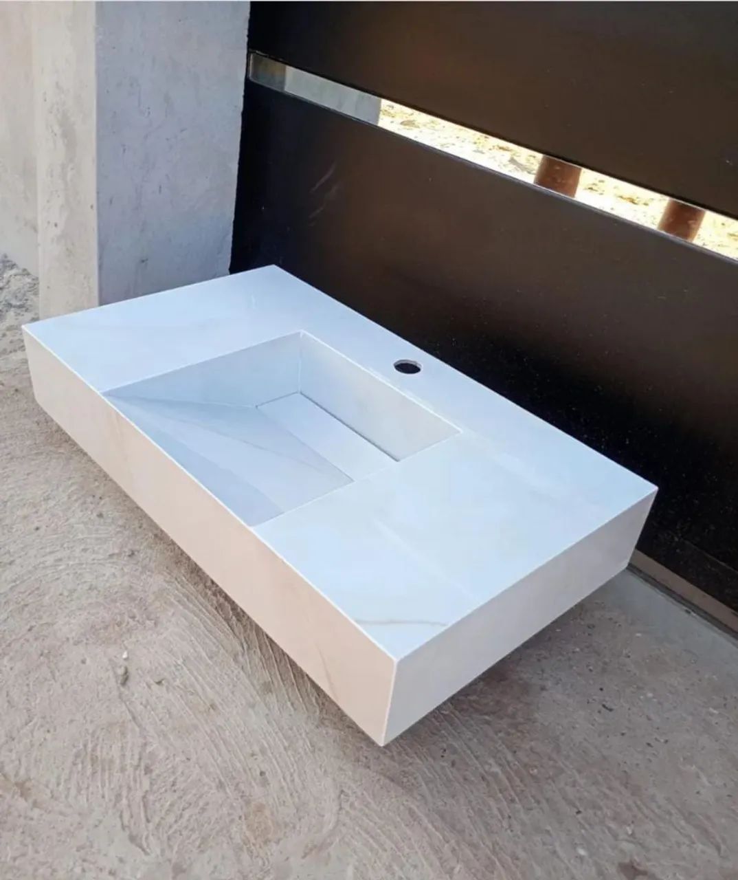 Gray Striped Porcelain Sink 70x40