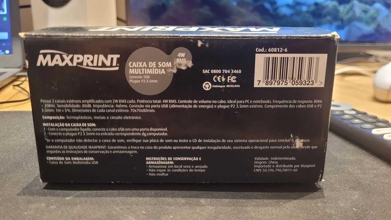 MAXPRINT caixa de som multimídia 4w rms USB/P2 - Foto 3