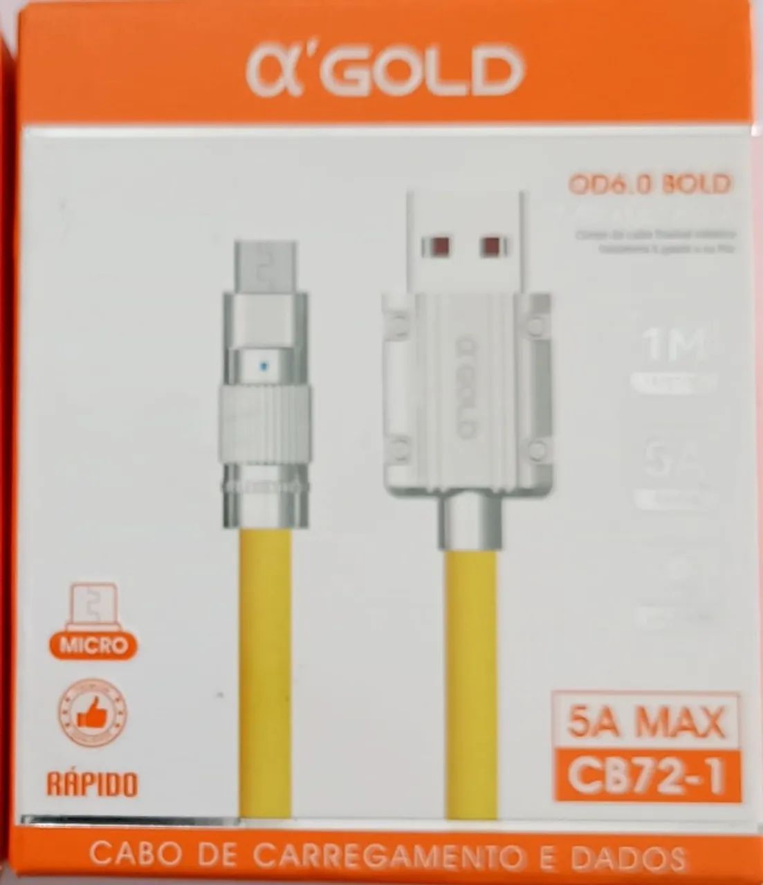 Cabo V8 / Micro - Usb  5A Max A'Gold Premium  !! Metal/ trançado 