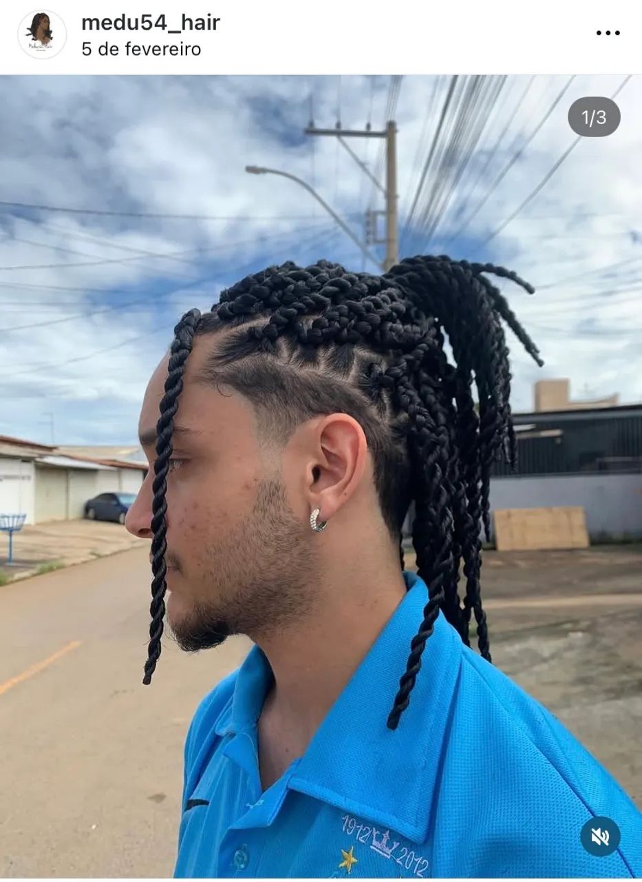 Tranças Box braids e twist masculinas  - Foto 3