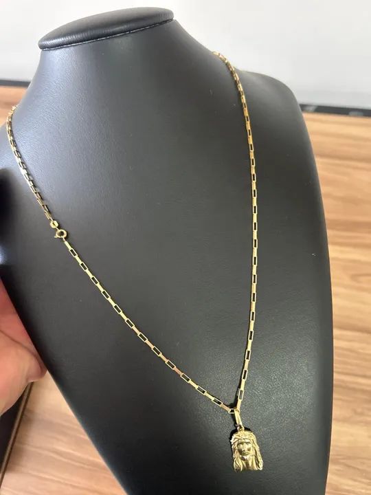Corrente maciça de Ouro com Pingente de Jesus - Foto 2