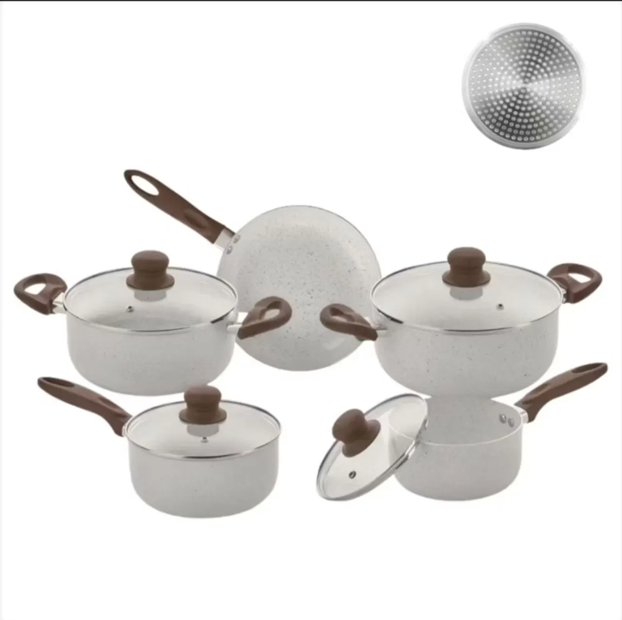 Conjunto de panelas antiaderentes com tampas de vidro