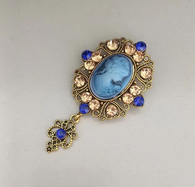 Broche de Camafeu Azul Pingente (novo) - Foto 3