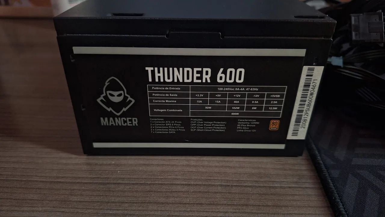 Fonte Mancer Thunder 600W 80 Plus Bronze - Foto 5