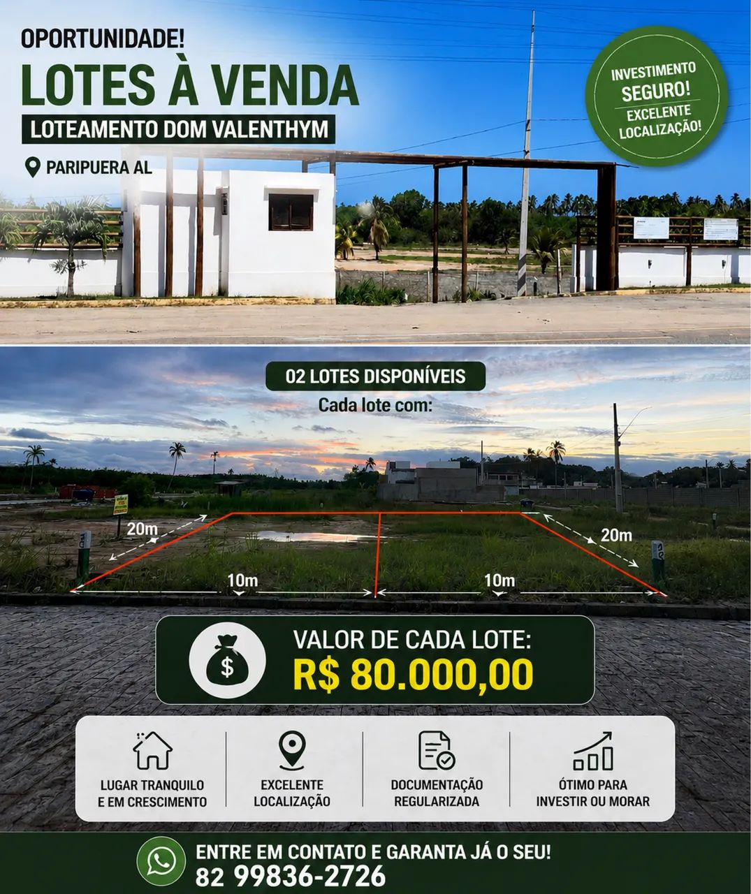 Vendo lotes e condomínio fechado em Paripueira 