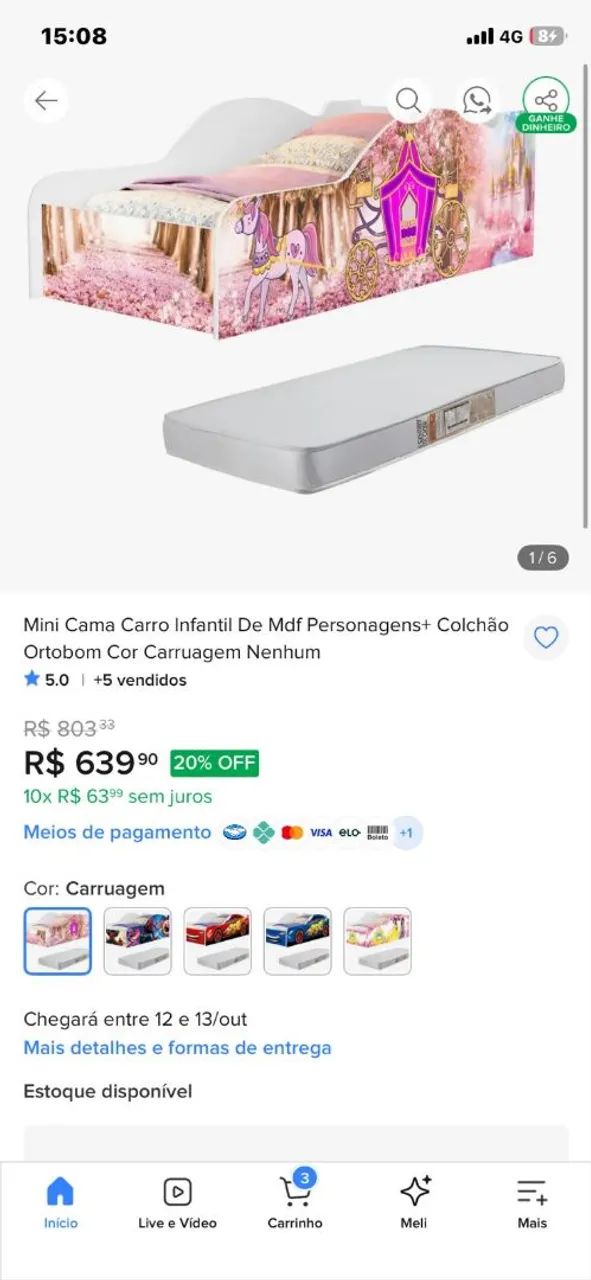 Cama infantil de princesa na caixa 