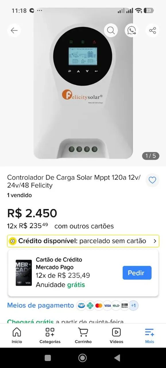 Controlador solar 120a Felicity - Foto 5