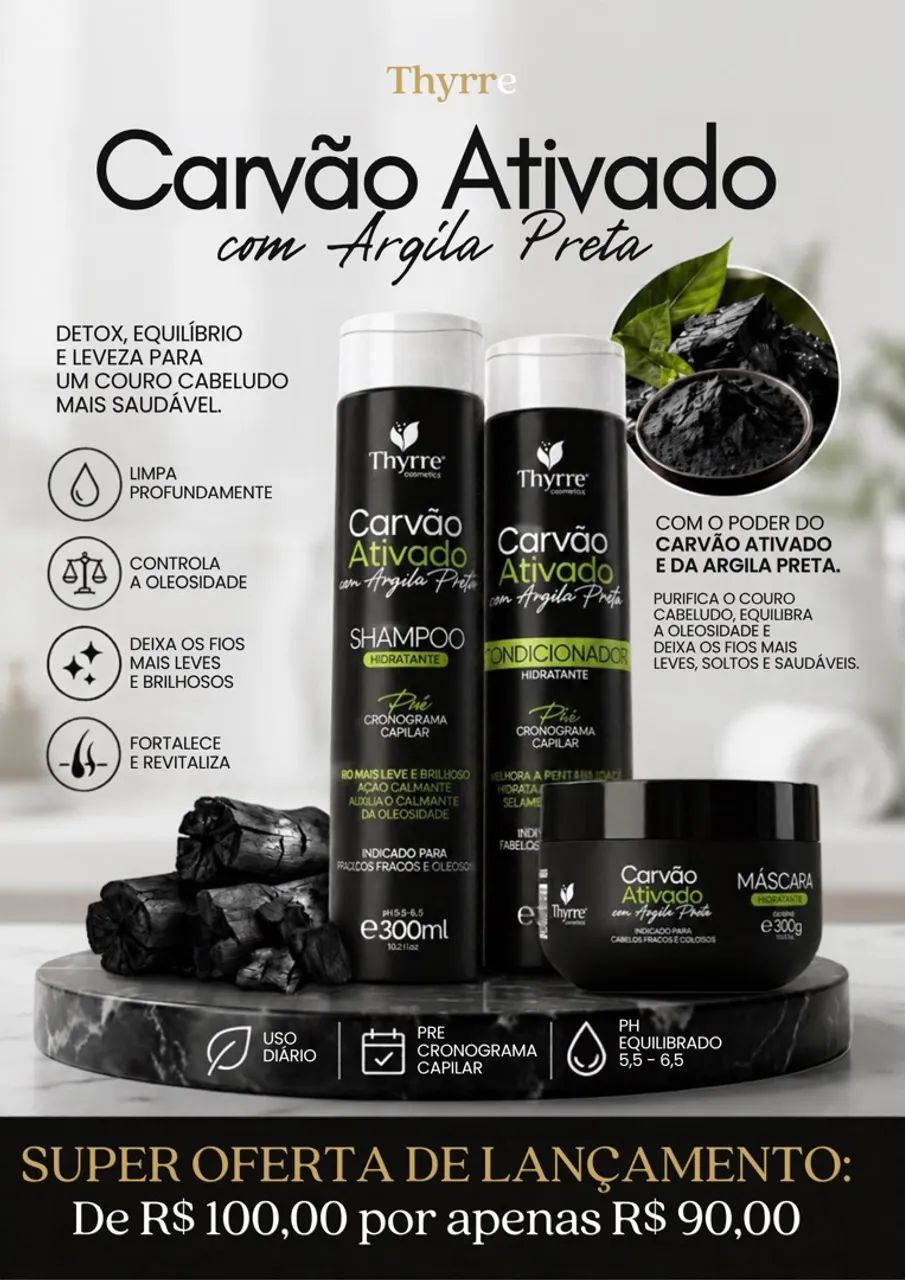 Kit carvão com argila 