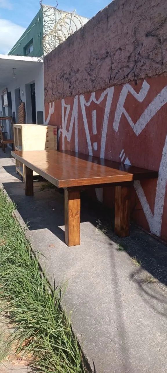 Mesa de madeira maciça 3x100 invernizado  - Foto 5