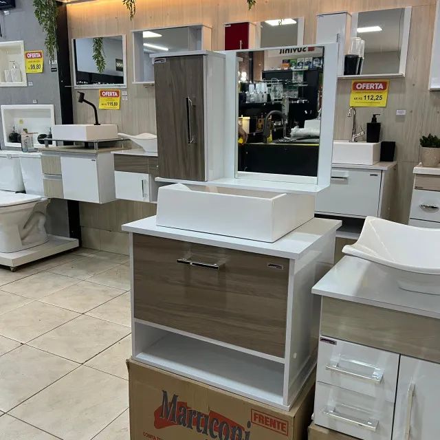 Gabinete em MDF com Espelheira e Cuba 