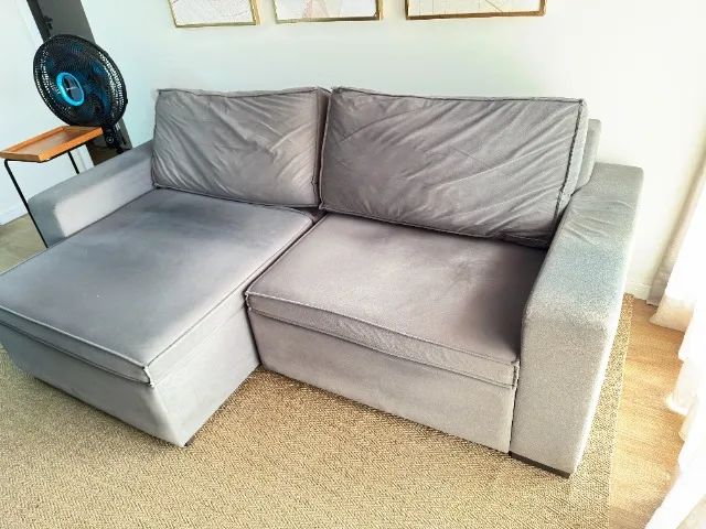  Sofá retrátil 3 lugares cinza - Foto 2
