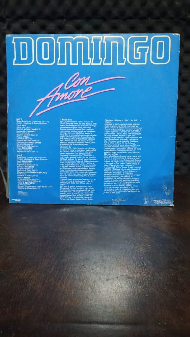 Placido Domingo Con Amore Lp Vinyl  - Foto 2