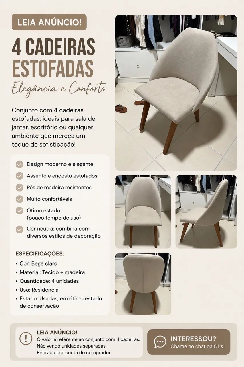 Leia o anúncio: 4 poltronas 