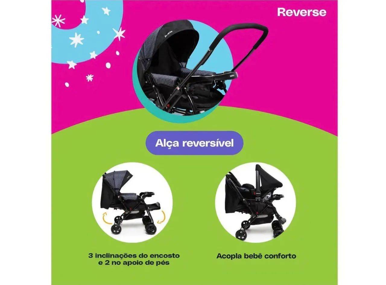 Carrinho de bebe com alça reversível Cosco kids - Foto 3