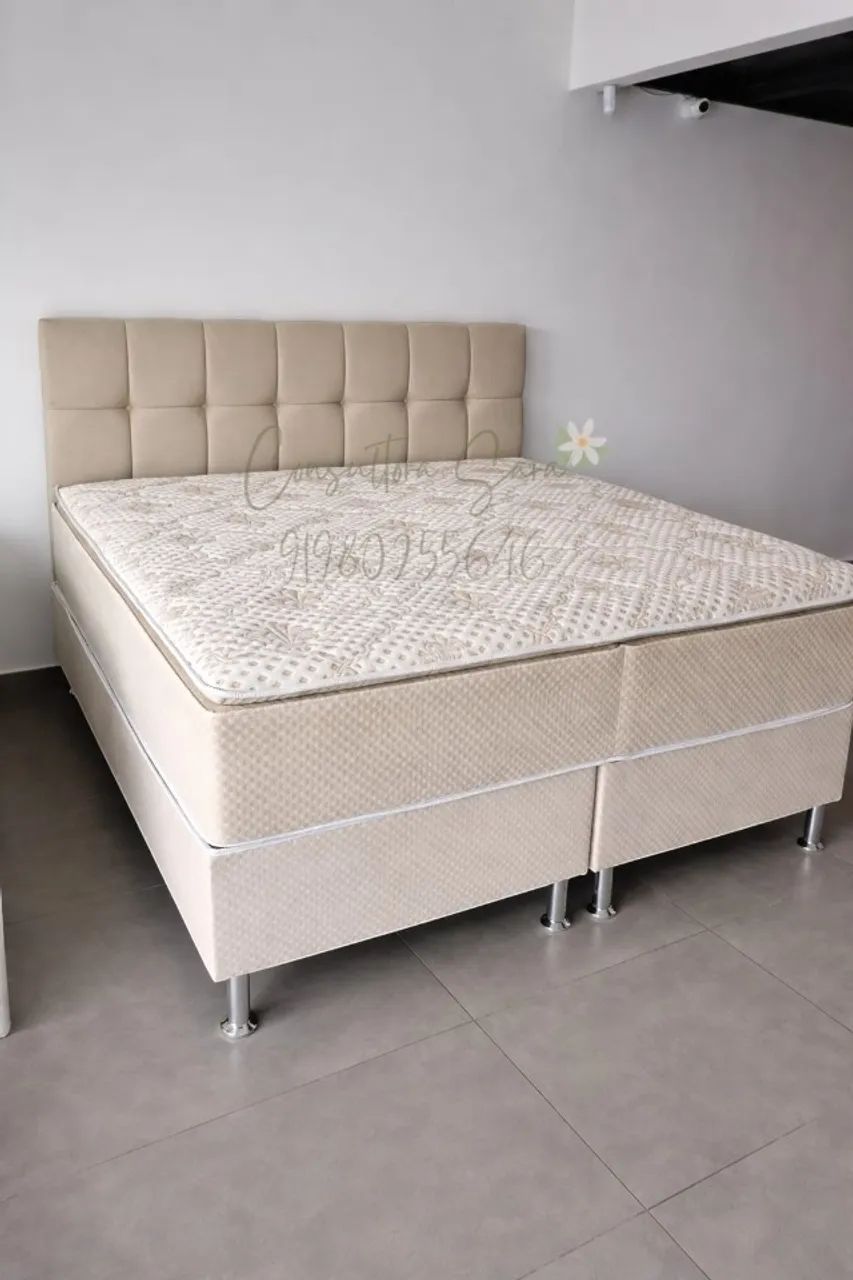 CAMA BOX SUPER KING COM PILLOW TOP DISPONÍVEL À PRONTA-ENTREGA 