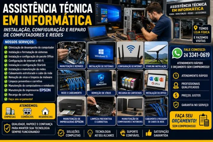Instalação, configuração e reparo (computador e rede)