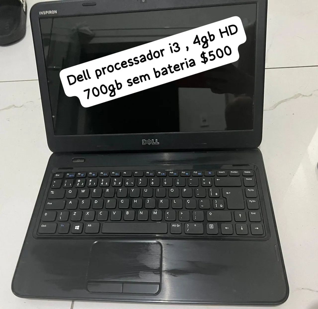 Notebook Dell processador i3 4gb hd 700gb