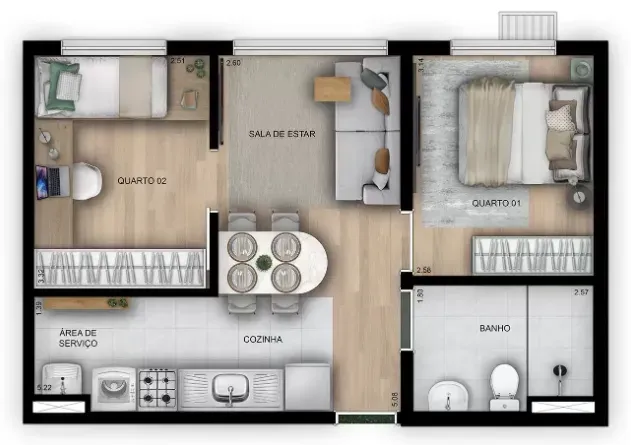 PLANTA 45m²